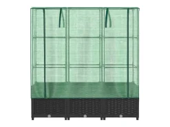 Canteiro/jardineira elevada com cobertura em imitação de rattan 120 x 40 x 138 cm preta 02_0038740