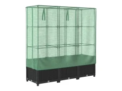 Canteiro/jardineira elevada com cobertura em imitação de rattan 120 x 40 x 138 cm preta 02_0038740
