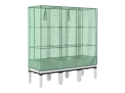 Canteiro/jardineira elevada com cobertura em imitação de rattan 120 x 40 x 140 cm branca 02_0038746