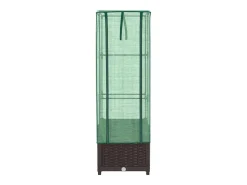 Canteiro/jardineira elevada com cobertura em imitação de rattan 40 x 40 x 139 cm marrom 02_0038774