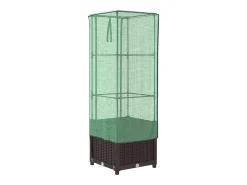 Canteiro/jardineira elevada com cobertura em imitação de rattan 40 x 40 x 139 cm marrom 02_0038774