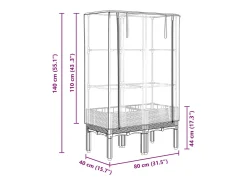 Canteiro/jardineira elevada com cobertura em imitação de rattan 80 x 40 x 140 cm branca 02_0038795