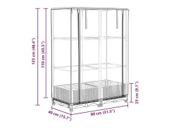 Canteiro/jardineira elevada com cobertura em imitação de rattan 80 x 40 x 123 cm cinza claro 02_0038784