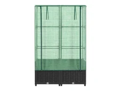 Canteiro/jardineira elevada com cobertura em imitação de rattan 80 x 40 x 138 cm preta 02_0038791
