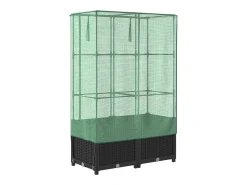 Canteiro/jardineira elevada com cobertura em imitação de rattan 80 x 40 x 138 cm preta 02_0038791
