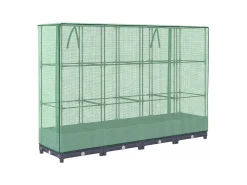 Canteiro/jardineira elevada com cobertura em imitação de rattan 160 x 40 x 123 cm Azul/Cinza 02_0038748