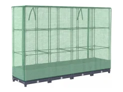 Canteiro/jardineira elevada com cobertura em imitação de rattan 160 x 40 x 123 cm Azul/Cinza 02_0038748