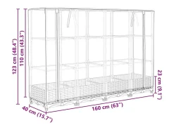 Canteiro/jardineira elevada com cobertura em imitação de rattan 160 x 40 x 123 cm Azul/Cinza 02_0038748