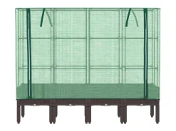 Canteiro/jardineira elevada com cobertura em imitação de rattan 160 x 40 x 140 cm marrom 02_0038757
