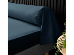 Capa de Almofada "Percaline" 85x185cm Azul Noite em Algodão Percal Certificado Oeko-Tex
