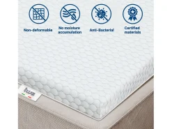 Capa de colchão duplo em espuma viscoelástica | Protectores de colchão 6 cm | Capa de colchão amovível | Antibacteriano e antifúngico | 160 x 185