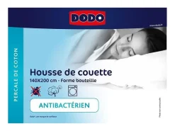 Capa de edredão antibacteriana 140x200 cm em algodão 57 fios, lisa, fabricada e tingida em França