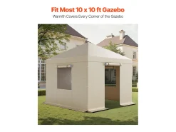 Capa de Gazebo Inverno SucceBuy, 3,05x3,05 m, Cobertura para Gazebo com Teto Rígido Todas as Estações, com Paredes Laterais, Janelas de Rede
