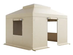 Capa de Gazebo Inverno SucceBuy, 3,05 x 3,65 m, Cobertura para Gazebo com Teto Rígido Duplo, com Paredes Laterais, Janelas de Rede, Material PE Alta Densidade