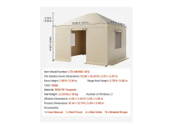 Capa de Gazebo Inverno SucceBuy, 3,1x3,7 m, Cobertura para Gazebo com Teto Rígido Todas as Estações, com Paredes Laterais, Janelas de Rede