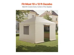 Capa de Gazebo Inverno SucceBuy, 3,1x3,7 m, Cobertura para Gazebo com Teto Rígido Todas as Estações, com Paredes Laterais, Janelas de Rede