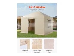 Capa de Gazebo Inverno SucceBuy, 3,1x3,7 m, Cobertura para Gazebo com Teto Rígido Todas as Estações, com Paredes Laterais, Janelas de Rede