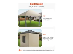 Capa de Gazebo Inverno SucceBuy, 3,1x3,7 m, Cobertura para Gazebo com Teto Rígido Todas as Estações, com Paredes Laterais, Janelas de Rede