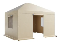 Capa de Gazebo Inverno SucceBuy, 3,1x3,7 m, Cobertura para Gazebo com Teto Rígido Todas as Estações, com Paredes Laterais, Janelas de Rede