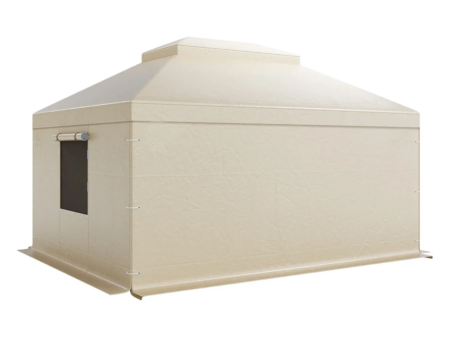 Capa de Gazebo Inverno SucceBuy, 3,66 x 4,9 m, Cobertura para Gazebo com Teto Rígido Duplo, com Paredes Laterais, Janelas de Rede, Material PE Alta Densidade