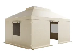 Capa de Gazebo Inverno SucceBuy, 3,66 x 4,9 m, Cobertura para Gazebo com Teto Rígido Duplo, com Paredes Laterais, Janelas de Rede, Material PE Alta Densidade