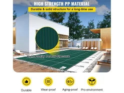 Capa de Piscina SucceBuy, Capa de Piscina de Inverno, Adequada para Piscinas Retangulares Enterradas de 488 x 975 cm, Verde