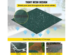 Capa de Piscina SucceBuy, Capa de Piscina de Inverno, Adequada para Piscinas Retangulares Enterradas de 488 x 975 cm, Verde