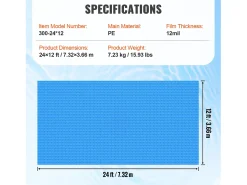 Capa para Piscina, SucceBuy Capa para Piscina Solar 732 x 366 cm, 12 mil Cobertura para Piscinas Enterradas e Acima do Solo