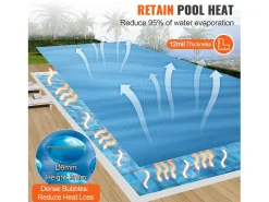 Capa para Piscina, SucceBuy Capa para Piscina Solar 732 x 366 cm, 12 mil Cobertura para Piscinas Enterradas e Acima do Solo