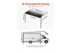 Capota de Carro SucceBuy Toldo de Substituição de 488 cm para Reboque – Toldo Manual para a Maioria dos Reboques de 12V DC