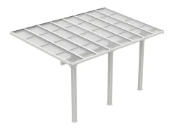 Carport pérgola adossada em alumínio com teto de policarbonato para 1 carro 15,13 m² branco PAZERA