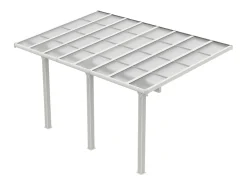 Carport pérgola adossada em alumínio com teto de policarbonato para 1 carro 15,13 m² branco PAZERA