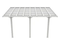 Carport pérgola adossada em alumínio com teto de policarbonato para 1 carro 15,13 m² branco PAZERA