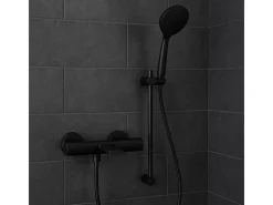 Carra misturador termostático preto para banheira e duche Essebagno