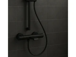 Carra misturador termostático preto para banheira e duche Essebagno