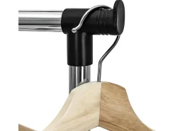 Carregando com roupas com rodas, altura da haste de roupa estica 90-160 cm, com suporte de chaussure, carga máxima. 50kg, 2 hastes