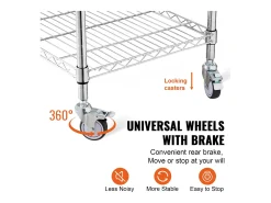 Carriça utilitária SucceBuy 61 x 50 x 93 cm, 213 kg, 3 níveis, 6 ganchos, carrinho de rodas