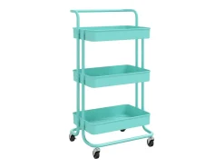 Carrinho cozinha 3 prateleiras ferro/ABS 42x35x85 cm turquesa