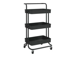 Carrinho cozinha c/ 3 prateleiras ferro/ABS 42x35x85 cm preto