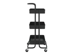 Carrinho cozinha c/ 3 prateleiras ferro/ABS 42x35x85 cm preto