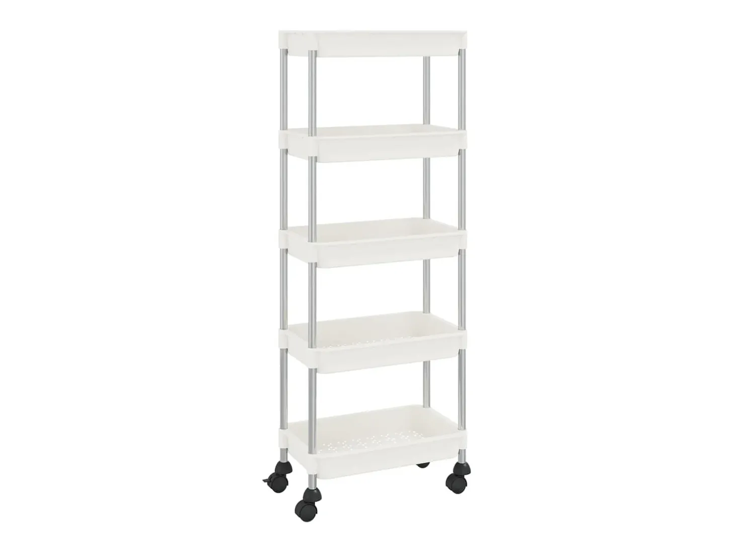 Carrinho cozinha c/ 5 prateleiras ferro/ABS 42x29x128 cm branco