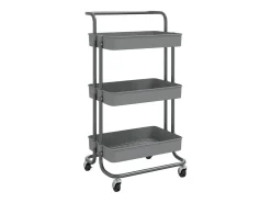 Carrinho cozinha c/ 3 prateleiras ferro/ABS 42x35x85 cm cinza