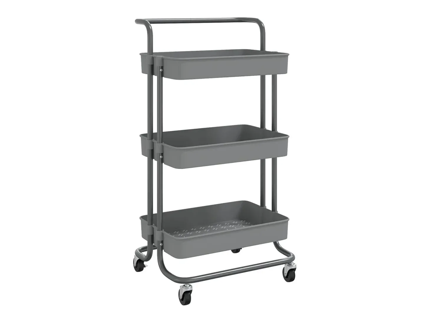 Carrinho cozinha c/ 3 prateleiras ferro/ABS 42x35x85 cm cinza