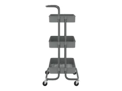 Carrinho cozinha c/ 3 prateleiras ferro/ABS 42x35x85 cm cinza