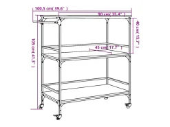 Carrinho cozinha 100,5x50x105 cm derivados madeira cinza sonoma