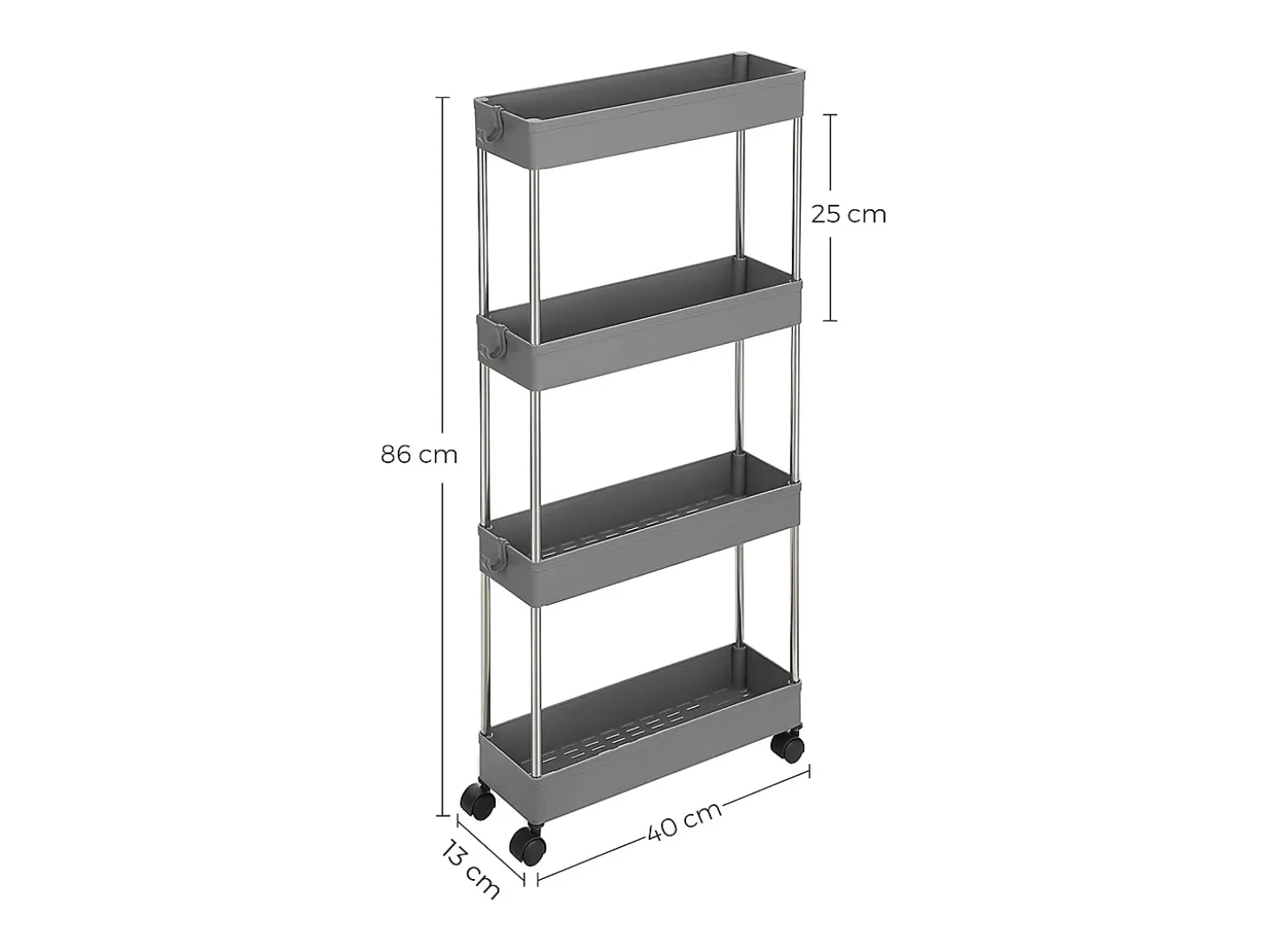 Carrinho de armazenamento 40x12.5x86 cm cinza