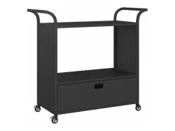 Carrinho de bar com gaveta 100x45x97 cm vime PE preto
