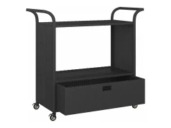 Carrinho de bar com gaveta 100x45x97 cm vime PE preto