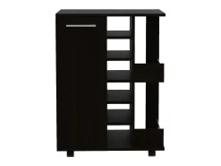Carrinho de bar com suporte para garrafas e rodas, 82.09 cm X 59.99 cm X 37.49 cm , Preto