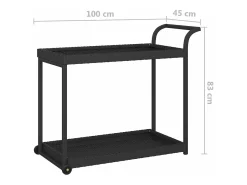 Carrinho de bar 100x45x83 cm vime PE preto